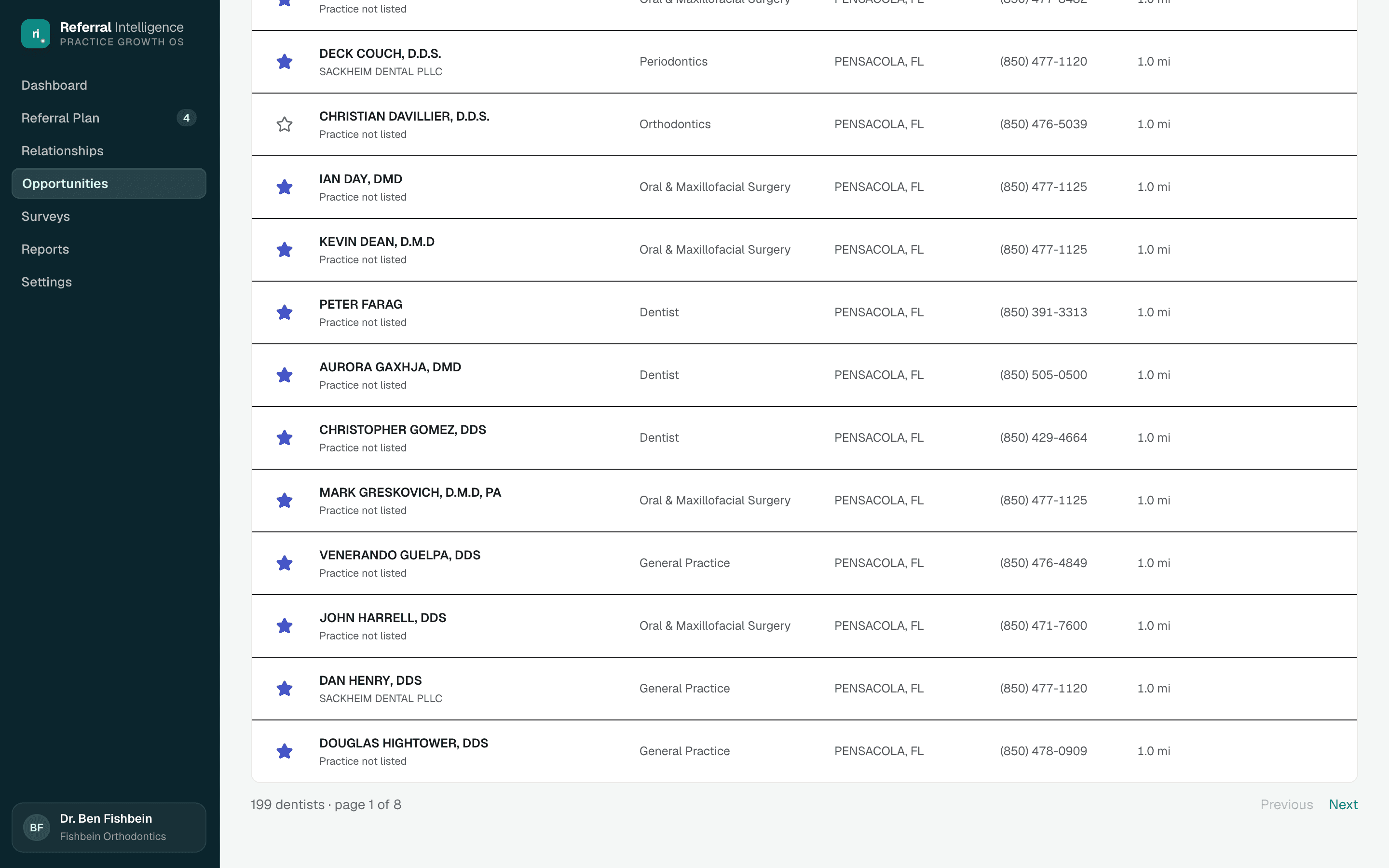 National dentist directory with filters