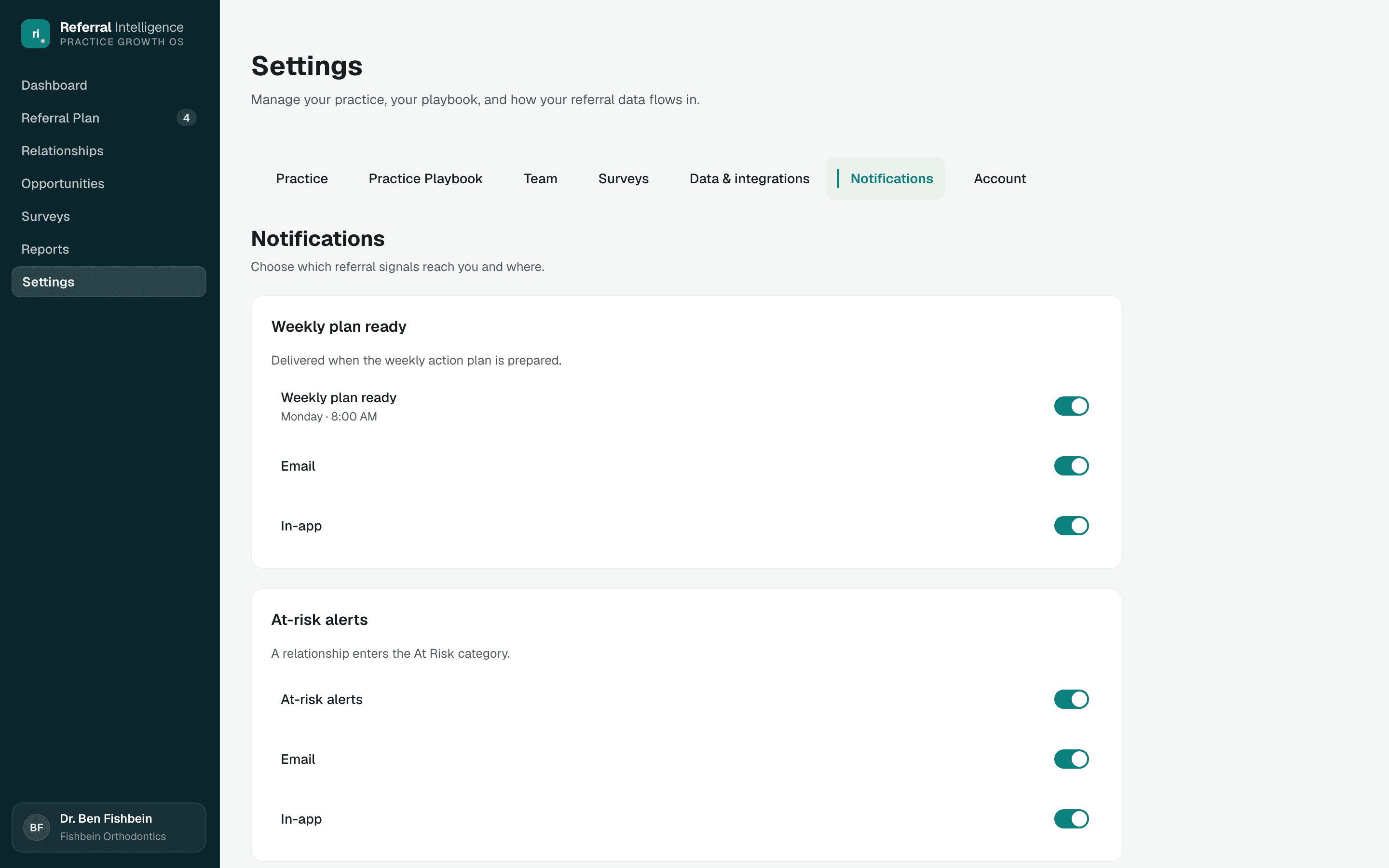 Notification settings